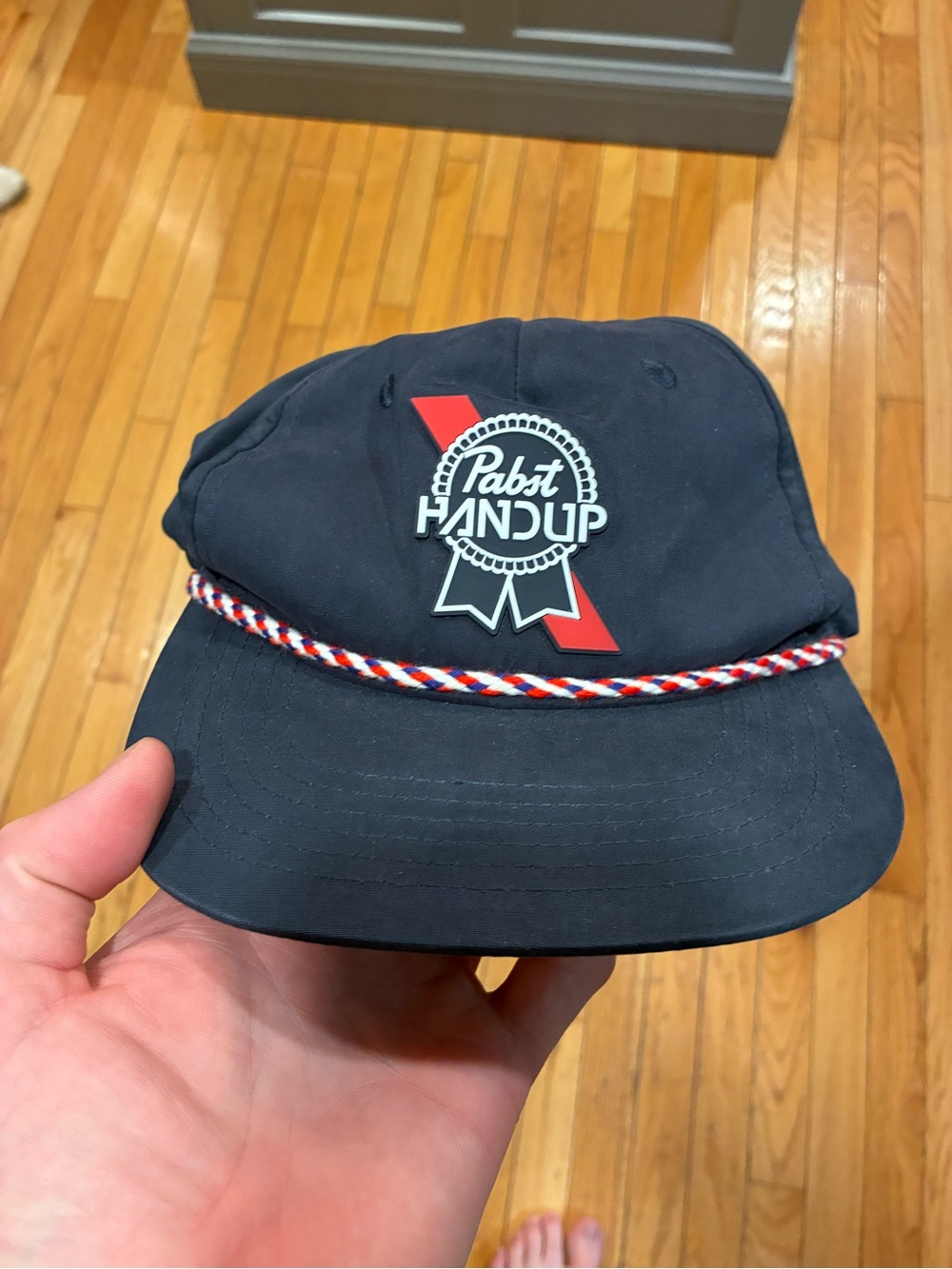 Handup Cap Trucker Snap Back Hat Pabst Beer Cycling Gloves Brewery Rope Rare